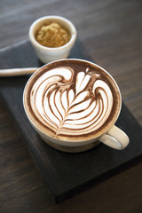 Cup of hot chocolate with Love,heart latte art