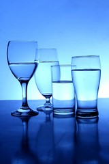 Different glasses of water