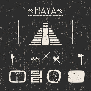 Design elements mystical signs and symbols of the Maya.