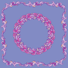 Colorful set of frames in round and square shapes