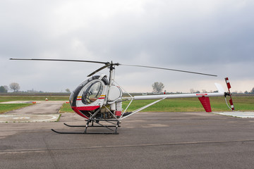 Helicopter standing on the ground.