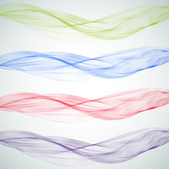 Abstract blend of four colorful waves on a gray background