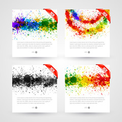 Set of bright paint splashes vector watercolor background
