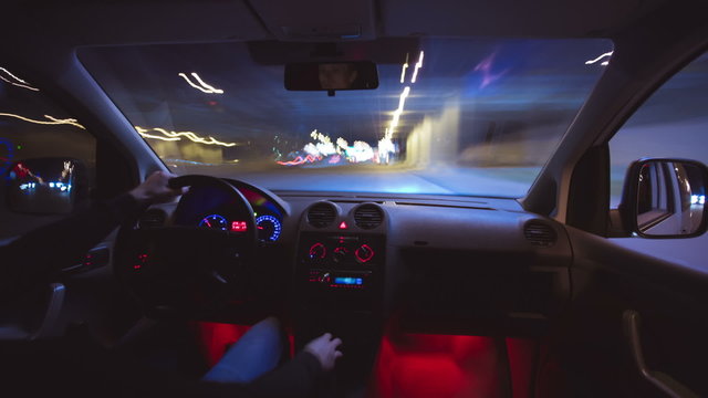 The car driving time lapse at night