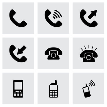 Vector black telephone icon set