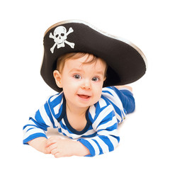 The boy in pirate costume on his birthday