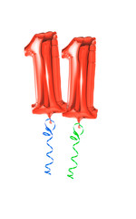 Rote Luftballons mit Geschenkband - Nummer 11