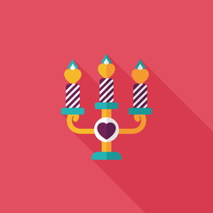 Valentine's Day candle flat icon with long shadow,eps10
