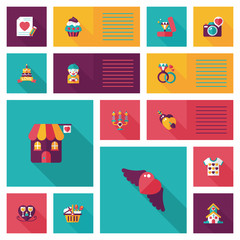 Valentine’s Day ui flat design background set, eps10