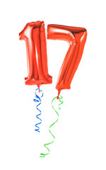 Rote Luftballons mit Geschenkband - Nummer 17