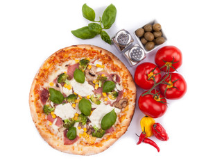 Italian pizza on white background