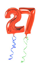 Rote Luftballons mit Geschenkband - Nummer 27