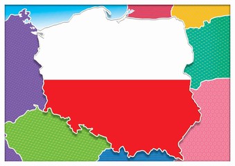 Naklejka premium Poland, Polish map