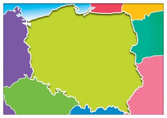 Poland, Polish map - obrazy, fototapety, plakaty