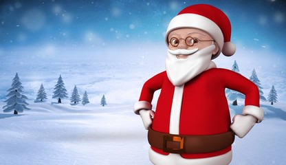 Cute cartoon santa claus smiling