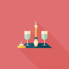 Valentine's day champagne flat icon with long shadow,eps10