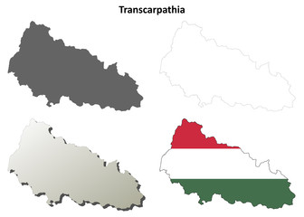 Transcarpathia blank outline map set - Hungarian version