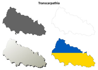 Transcarpathia blank outline map set - Ukrainian version