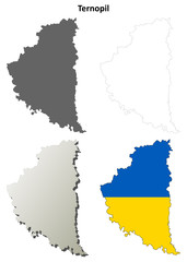 Ternopil blank outline map set