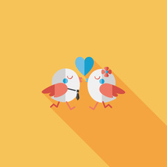 Valentine's Day lover bird flat icon with long shadow,eps10