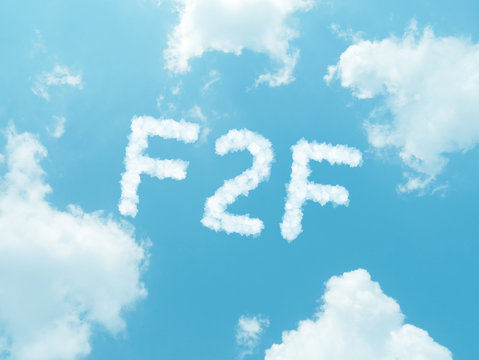 cloud words with design on blue sky background