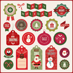 Christmas badges and labels