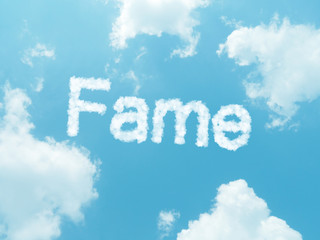 cloud words with design on blue sky background