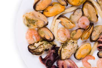 Mixed seafood plate.