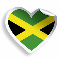 Heart sticker with flag of Jamaica isolated on white