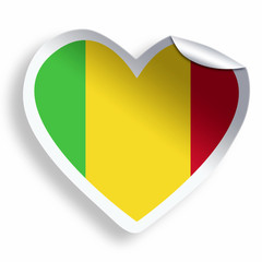 Heart sticker with flag of Mali isolated on white
