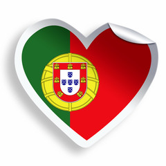 Obraz premium Heart sticker with flag of Portugal isolated on white
