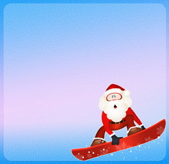 Santa Claus on snowboard