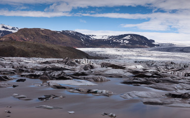 Glacier in mountains of Iceland