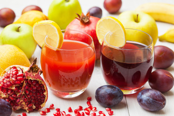 Ripe fruit and smoothie for a healthy diet