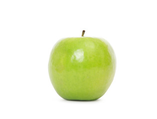 Green apple with leaf isolated on a white background