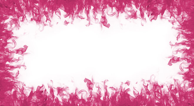 Pink Fire Frame On White Background