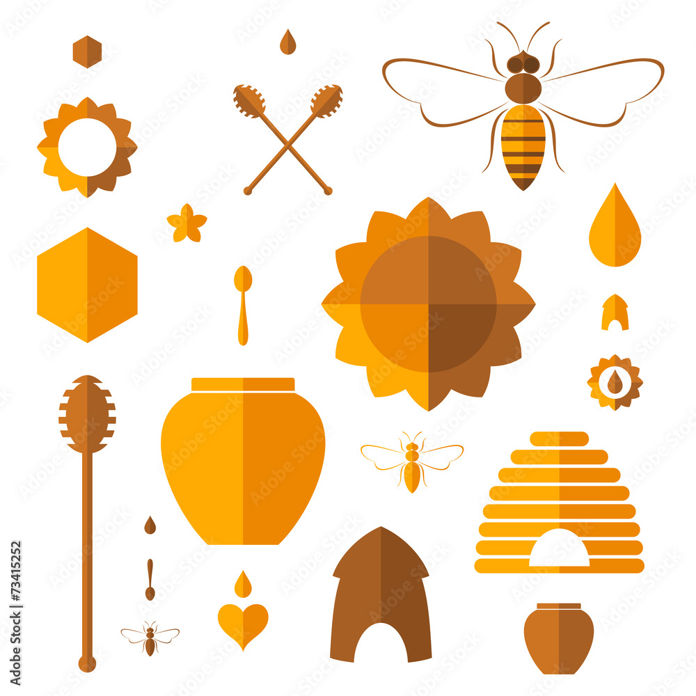 Poster honey. icon set