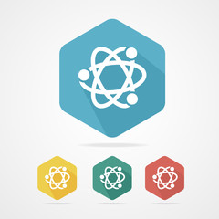 Vector flat atom icon. Atom part symbol.