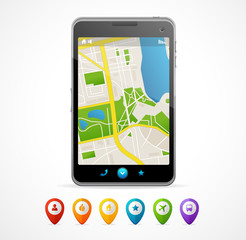 Vector mobile phone navigation set. infographics