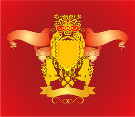 Ornamental emblem with floral design elements