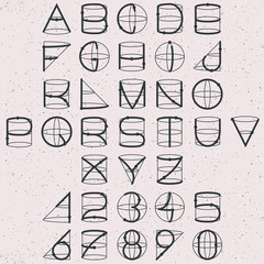 Thin lined font based on basic 3D shapes. Multifunction uses.