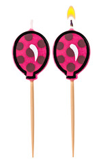 Birthday burning candle balloon set isolated on white background