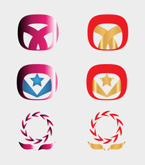 Set of 9 logo design elements and various graphics