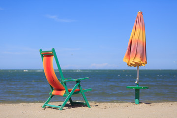 Beach Chair and Umbrella at the beach