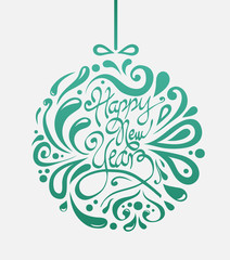 Stylish happy new year design in green