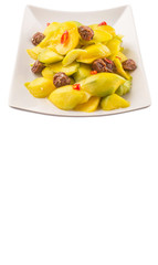 Pickled young mango with dried tamarind and chili slices