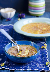 Creme brulee. Traditional French vanilla cream dessert