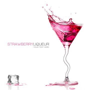 Stylish Cocktail Glass with Colored Liquor Splashing. Template