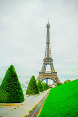 Eiffel Tower with city park in France - 73421854