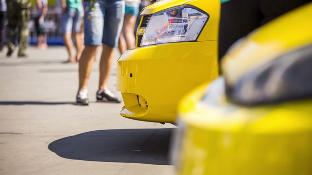 Yellow Cars At Exhibition